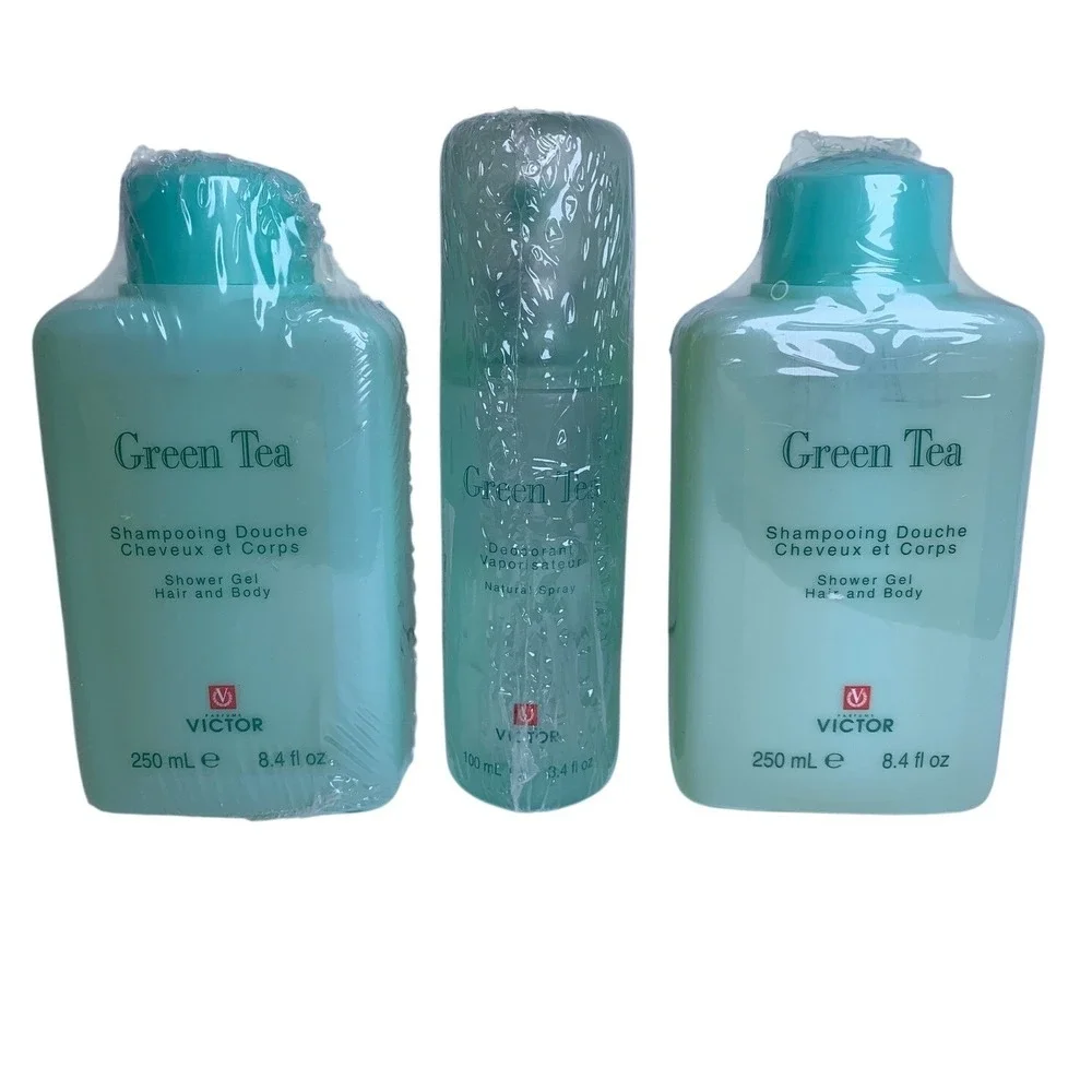 Victor Green Tea Set 2x Shower Gel 250ml and Deodorant Spray 100ml Made in Italy